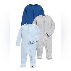 Old Navy Baby Zip Up Sleeper Pajamas Kids Ribbed Footies Set Size 0-3 Months